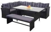 Mendler HWC-A29 Lounge-Esstisch-Set mit Bank