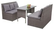Mendler HWC-G16 Poly-Rattan Garnitur 2 x 2er Sofa + Tisch