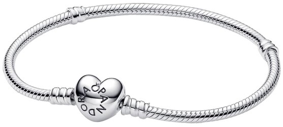 Pandora Moments Schlangen-Gliederarmband mit Herz-Verschluss (590719-17)