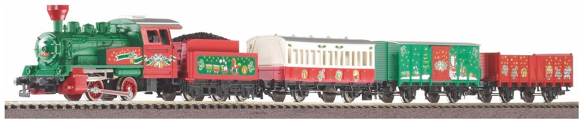 Piko Start-Set mit Bettung Weihnachtszug Dampflok mit Tender (57081)