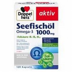 Doppelherz Seefischöl Omega-3 1000 mg + Folsäure Kapseln 120 Stk. Doppelherz Seefischöl Omega-3 1000 mg + Folsäure Kapseln 120 Stk.