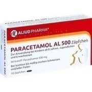 ALIUD Pharma PARACETAMOL AL 500, 10 Zäpf. (N1) 500 mg ALIUD Pharma PARACETAMOL AL 500, 10 Zäpf. (N1) 500 mg