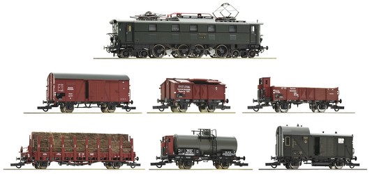 Roco 7-tlg. Set: Elektrolokomotive E 52 22 mit Güterzug DRG (61492) Roco 7-tlg. Set: Elektrolokomotive E 52 22 mit Güterzug DRG (61492)