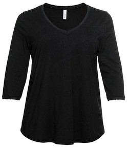 Sheego 3/4-Arm-Shirt mit V-Ausschnitt, in leichter A-Linie