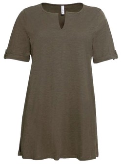 Sheego Longshirt mit geschlitztem Ausschnitt