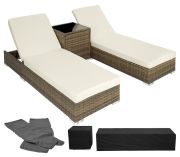 tectake 2 Sonnenliegen Rattan mit Aluminiumgestell und Tisch inkl. Schutzhülle tectake 2 Sonnenliegen Rattan mit Aluminiumgestell und Tisch inkl. Schutzhülle