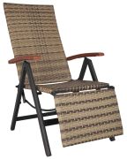 TecTake Rattanstuhl mit Aluminiumgestell und Fußablage