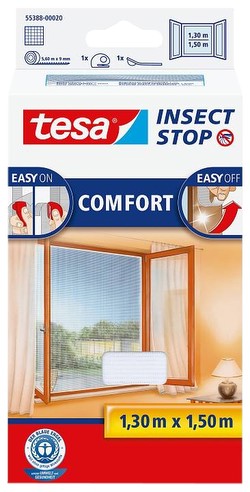 Tesa Insect Stop Fliegengitter Comfort Fenster 1,30 x 1,30 m