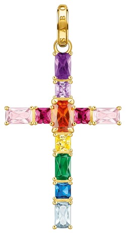 Thomas Sabo Anhänger Kreuz bunte Steine gold (PE939-996-7)