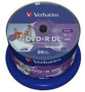 Verbatim DVD+R DL Wide Inkjet Print 8x 50er Spindel 43703