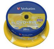 Verbatim DVD+RW 4,7GB 4x Matt Silver 25er Spindel 43489