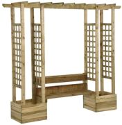 vidaXL Garten-Pergola mit Bank Pflanzkübeln (318565)
