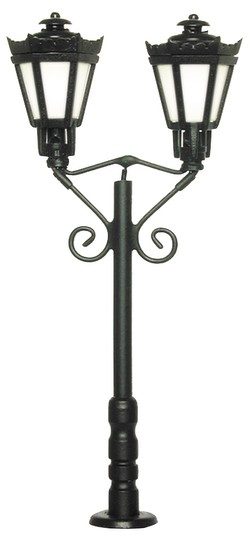 Viessmann H0 Parklaterne zweiflammig schwarz LED warmweiß (6073)
