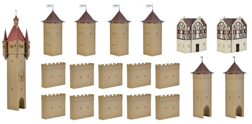 Vollmer H0 Burg aus dem Mittelalter mit LED-Beleuchtung, Funktionsbausatz (49910)