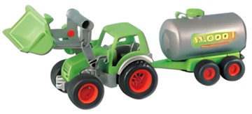 Wader Farmer Traktor mit Frontschaufel + Fasswagen 57 cm